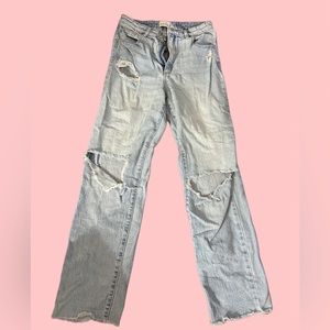 ABrand Straight Leg Distressed Jeans